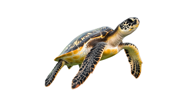 Graceful sea turtle gliding through water