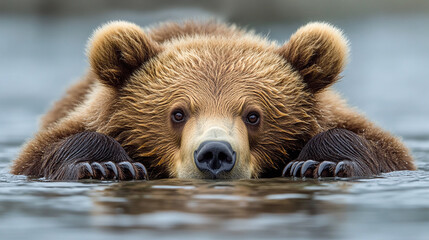 Fototapeta premium Close up image of a cute baby brown bear