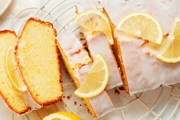Lemon Butter Cake with Lemon Glaze.top veiw