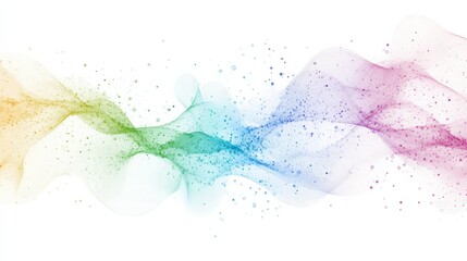 Colorful abstract wave design with flowing gradients and soft particles on a white background