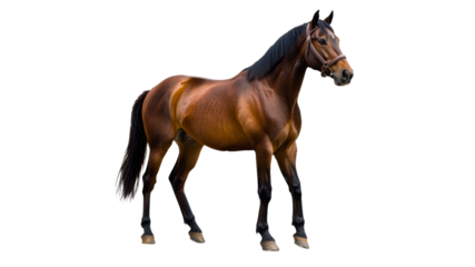 Beautiful brown horse standing confidently in view