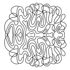 Abstract doodle ornament. Coloring page element.