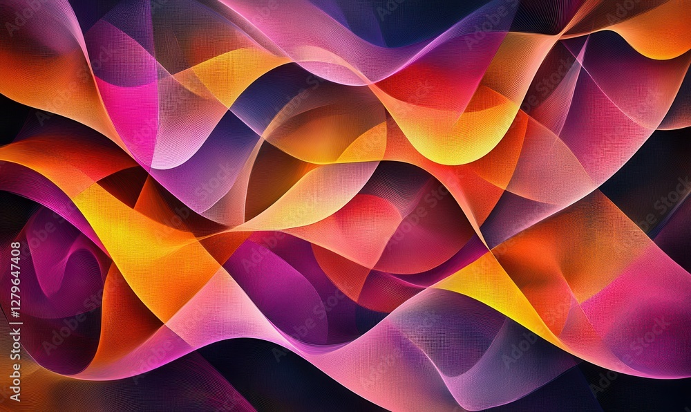 Poster a modern digital design of geometric patterns in neon colors, symbolizing artistic expression and di