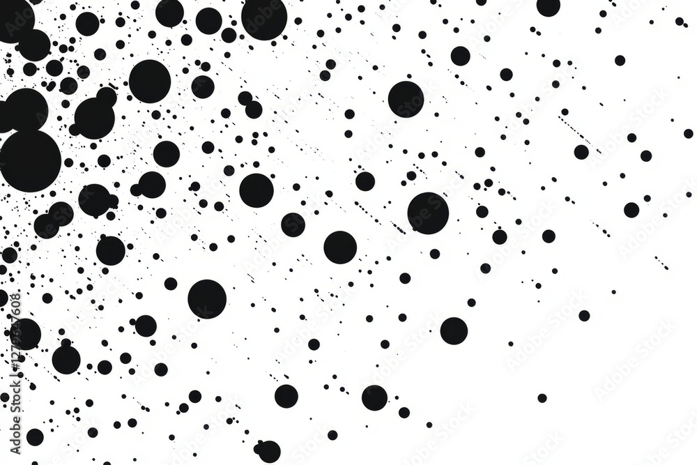 Poster a simple and modern illustration of clean, black dots scattered in a grid pattern, creating an elega