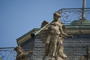 Trombonist on the main gable of the New Palace in Stuttgart