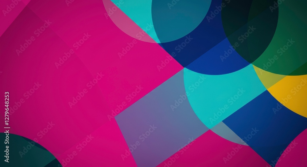 Poster abstract composition: vibrant geometric shapes create a dynamic and visually engaging artwork with i
