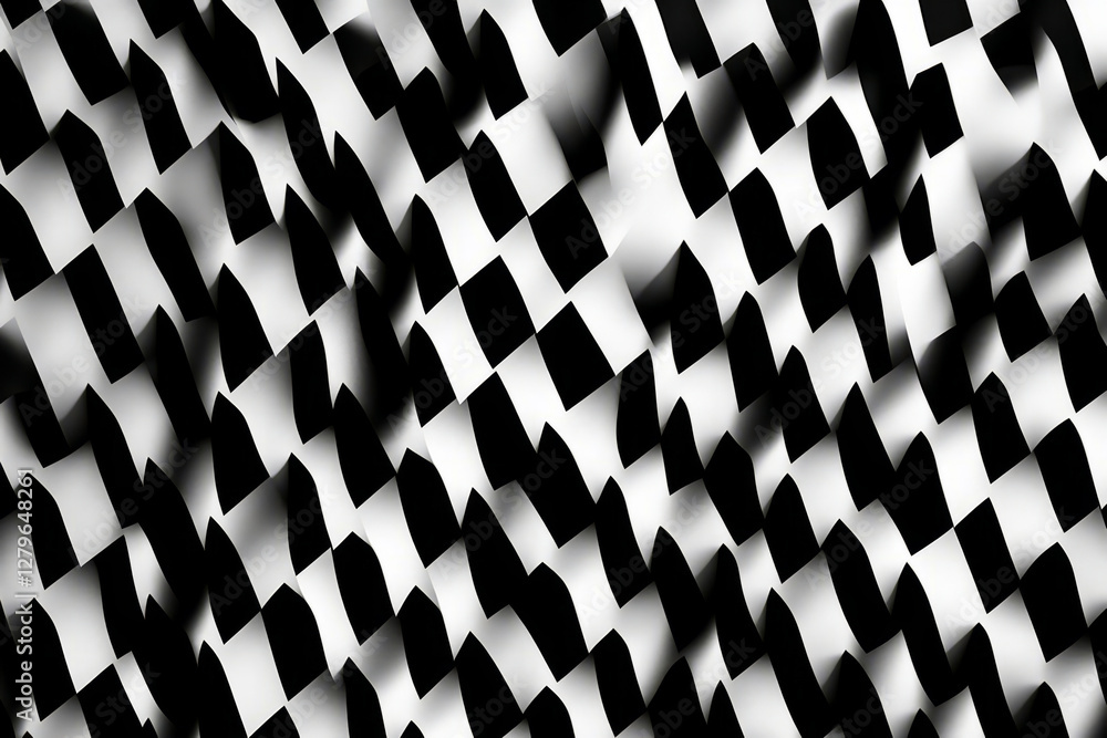 Poster a high contrast digital pattern of black and white houndstooth, with a bold and sharp design that st