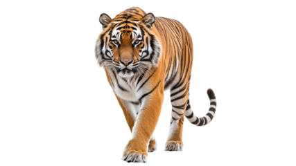 Tiger walking in a natural pose during daylight