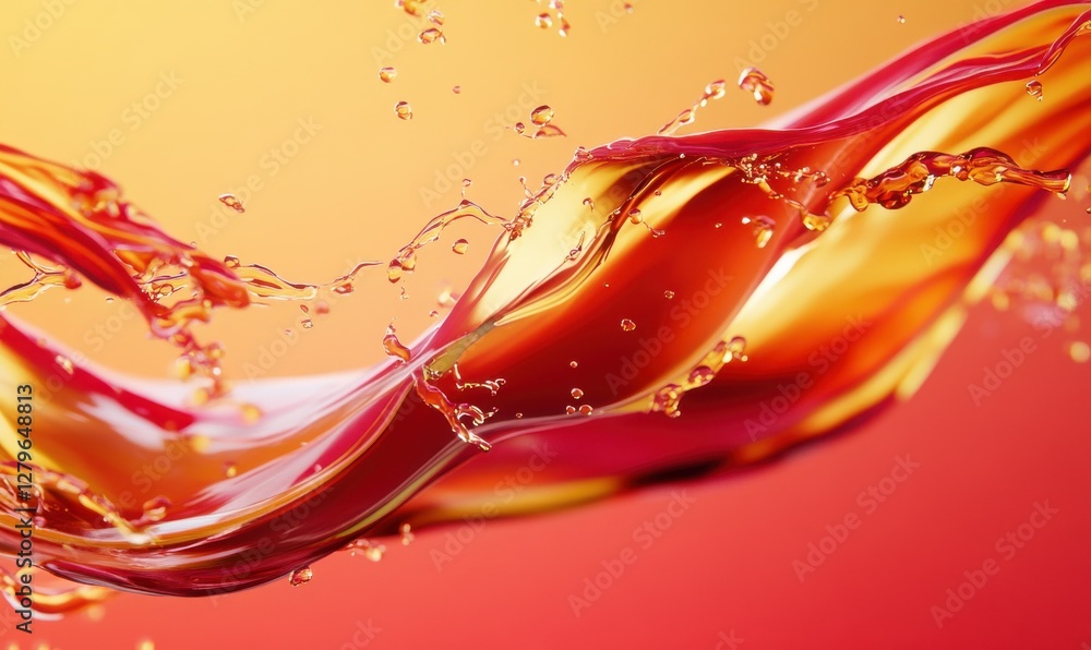 Poster abstract colorful paint splashes in shades of red, orange, and gold blending into dynamic patterns, 