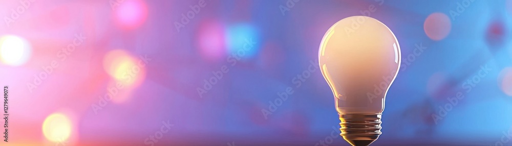 Poster bright bulb illuminating an abstract background with colorful bokeh light effects for creative conce