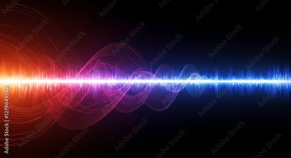 Fototapete vibrant sound waves: a dynamic visual representation of sound waves, rendered in striking hues of or