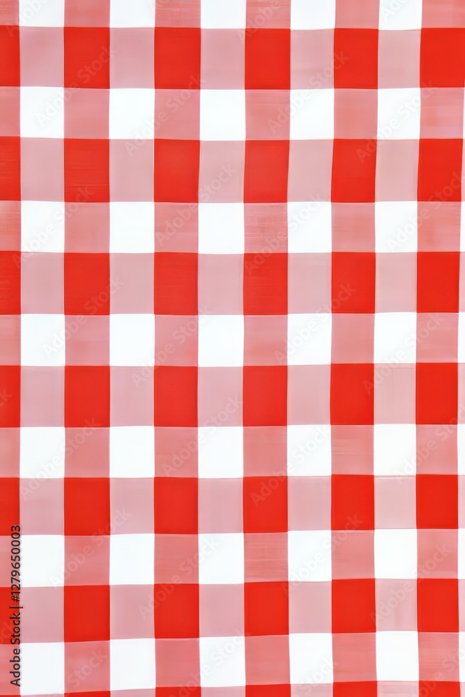Poster a classic gingham checkered pattern in bright red and white, evoking summer picnic vibes. the clean 