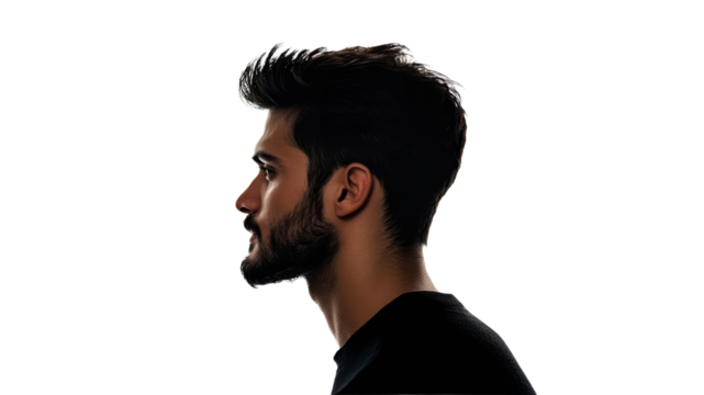 Profile of a man with stylish hair and beard
