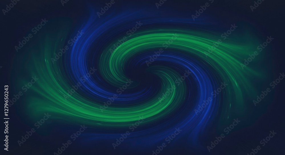 Poster cosmic vortex: a mesmerizing swirl of vibrant blue and green hues intertwine, creating a captivating