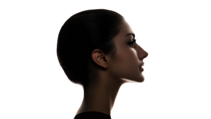 Womans silhouette on a white backdrop