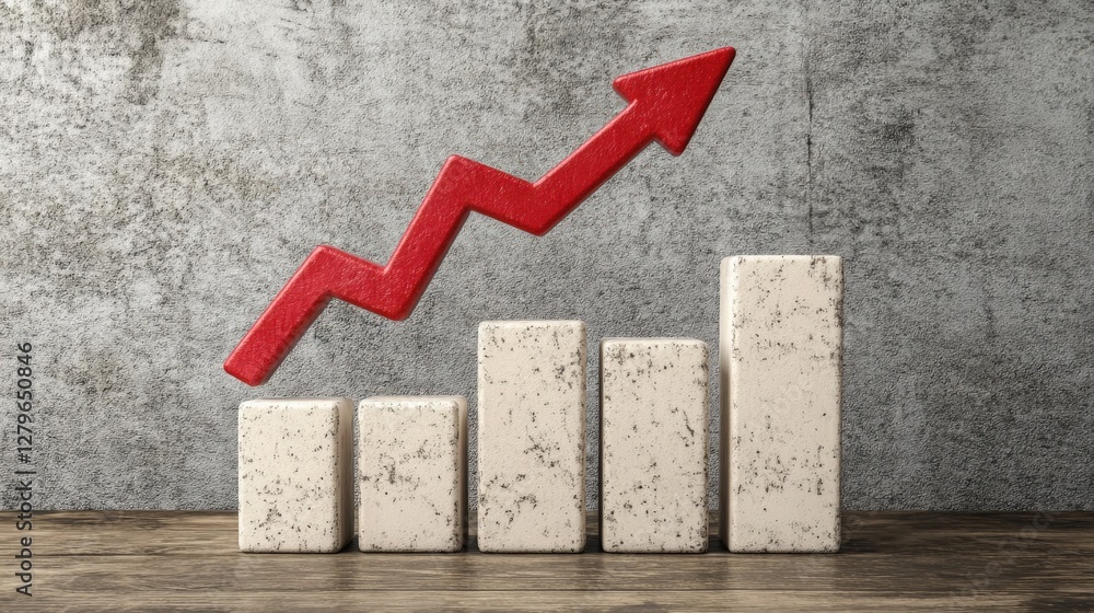 Aufkleber abstract representation of business growth with rising bar chart on textured background