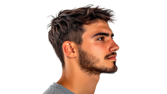 Profile view of young mans face