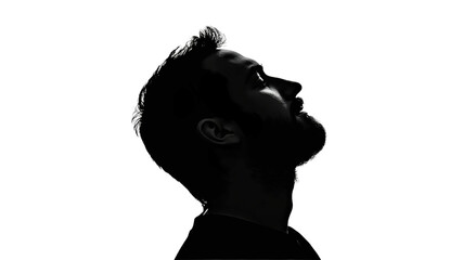 Mans silhouette on white background