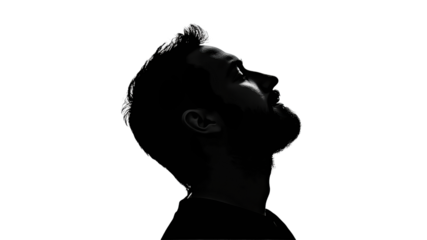 Mans silhouette on white background