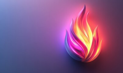Abstract glowing flame icon with gradient colors, symbolizing energy and light in modern design.