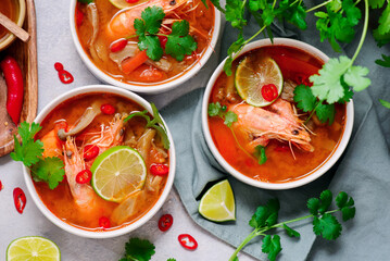 Traditional Thai Tom Yum Soup with Shrimp. .style hugge