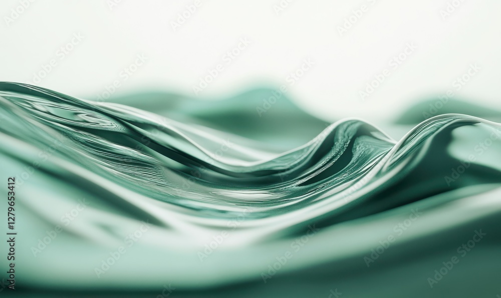 Aufkleber artistic rendering of abstract green waves blending smoothly, creating a dynamic and calming composi