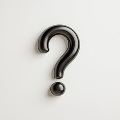 Naklejka premium Schwarzes Fragezeichen mit glänzender Oberfläche auf weißem Hintergrund