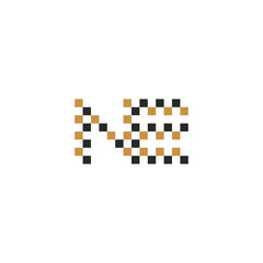 EN NE Pixel Letter Logo Design with a Minimalist Flair