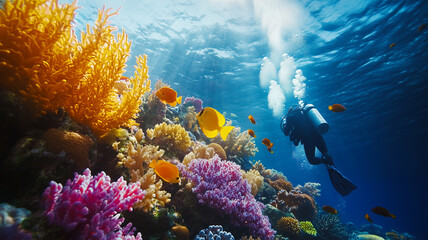 Fototapeta premium 美しいサンゴ礁と海中世界