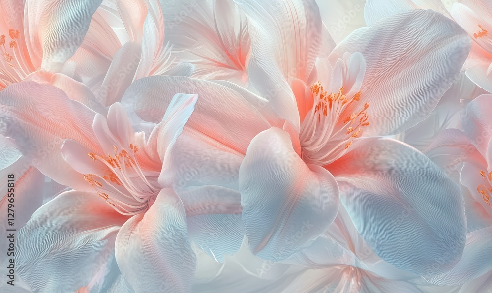 Aufkleber artistic abstract floral pattern with soft pastel tones and delicate textures, creating a serene and