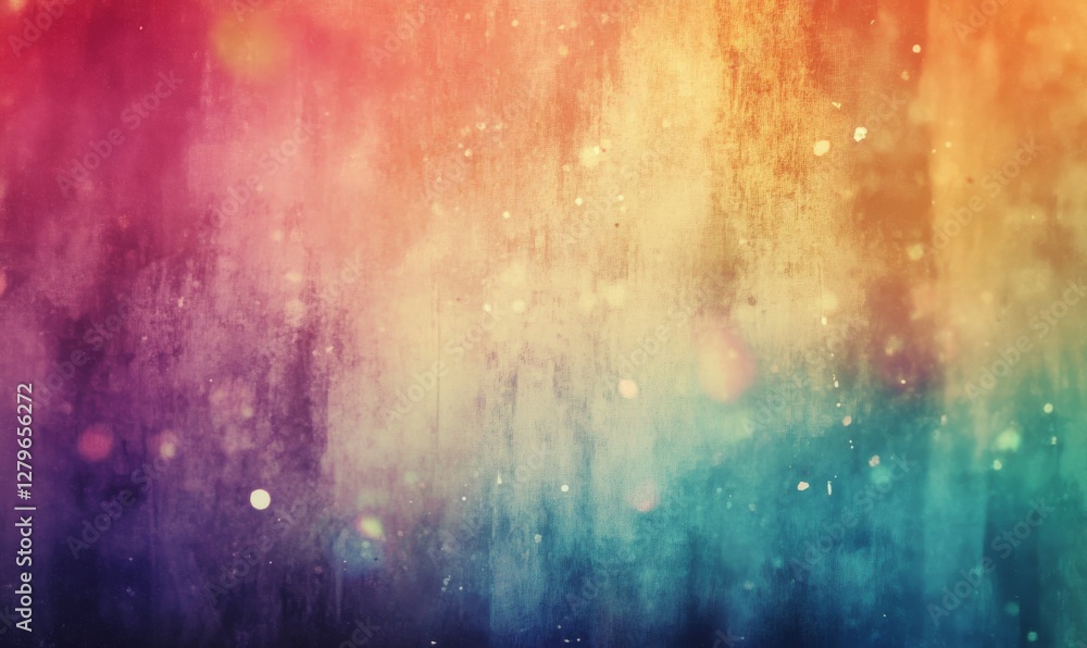 Poster an abstract holographic gradient with blurred rainbow colors, soft noise, and grain textures for a t