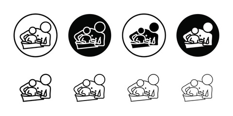 Mother washing baby in bath tub icon Thin line flat illustration