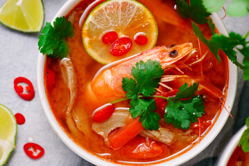 Traditional Thai Tom Yum Soup with Shrimp. .style hugge