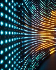 Fototapeta premium Vivid LED Diodes Array with Green Blue Red White Light Reflections - Electronics Component Showcase in Realistic Style