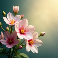 Fototapeta premium Floral arrangement with delicate flowers in a soft focus, petals, soft focus