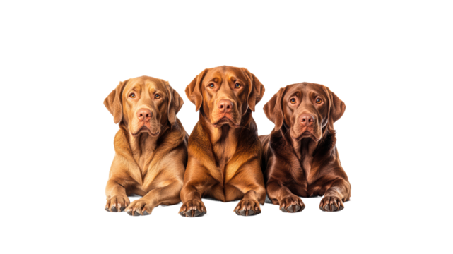 Three Labradors in a Calm Pose Together