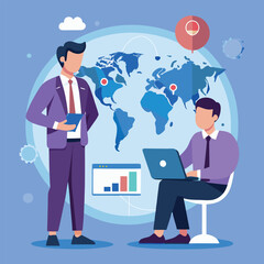 Global Business Collaboration Meeting Vector Illustration. Global Business Collaboration Meeting Design.