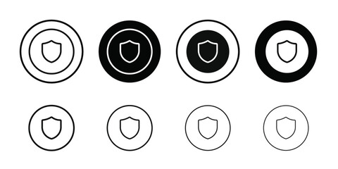 Shield icon Thin line flat illustration