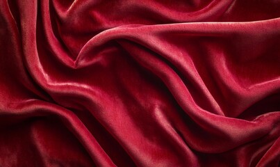 Rich red velvet fabric draped in soft, elegant folds