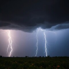 Lightning strikes in the middle of a dark stormy night