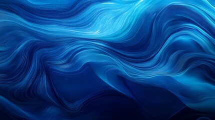 Naklejka premium Abstract Blue Swirling Waves Digital Art Background Texture Design Modern Elegant Fluid Lines Graphic Wallpaper Illustration Image Artistic Deep Blue 