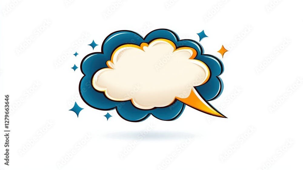 Poster colorful speech bubble design with stars and dynamic elements