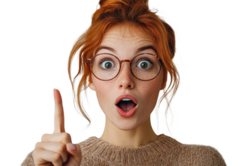 Surprise expression captured from a young woman