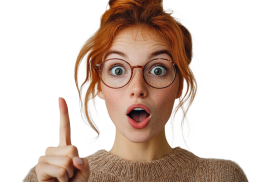 Surprise expression captured from a young woman