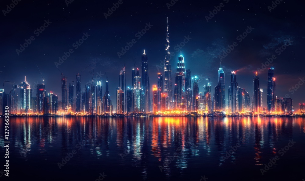 Aufkleber digital skyline glowing with vibrant light patterns symbolizing futuristic technology and progres