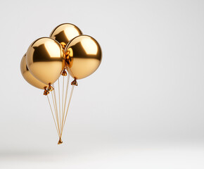 Glänzende goldene Ballons auf sanftem Hintergrund für festliche Anlässe.

