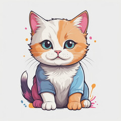 Cute cartoon cat with blue eyes
