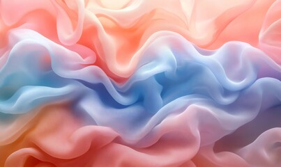 Fototapeta premium Flowing pastel chiffon fabric creates a beautiful abstract background with gentle waves and soft, dreamy colors