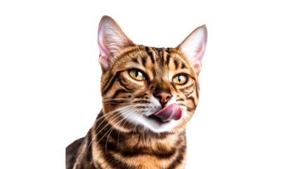 Playful Bengal cat with a curious expression