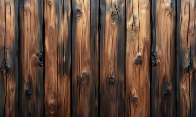Dark vertical wooden panels with knots and cracks forming a rustic background texture